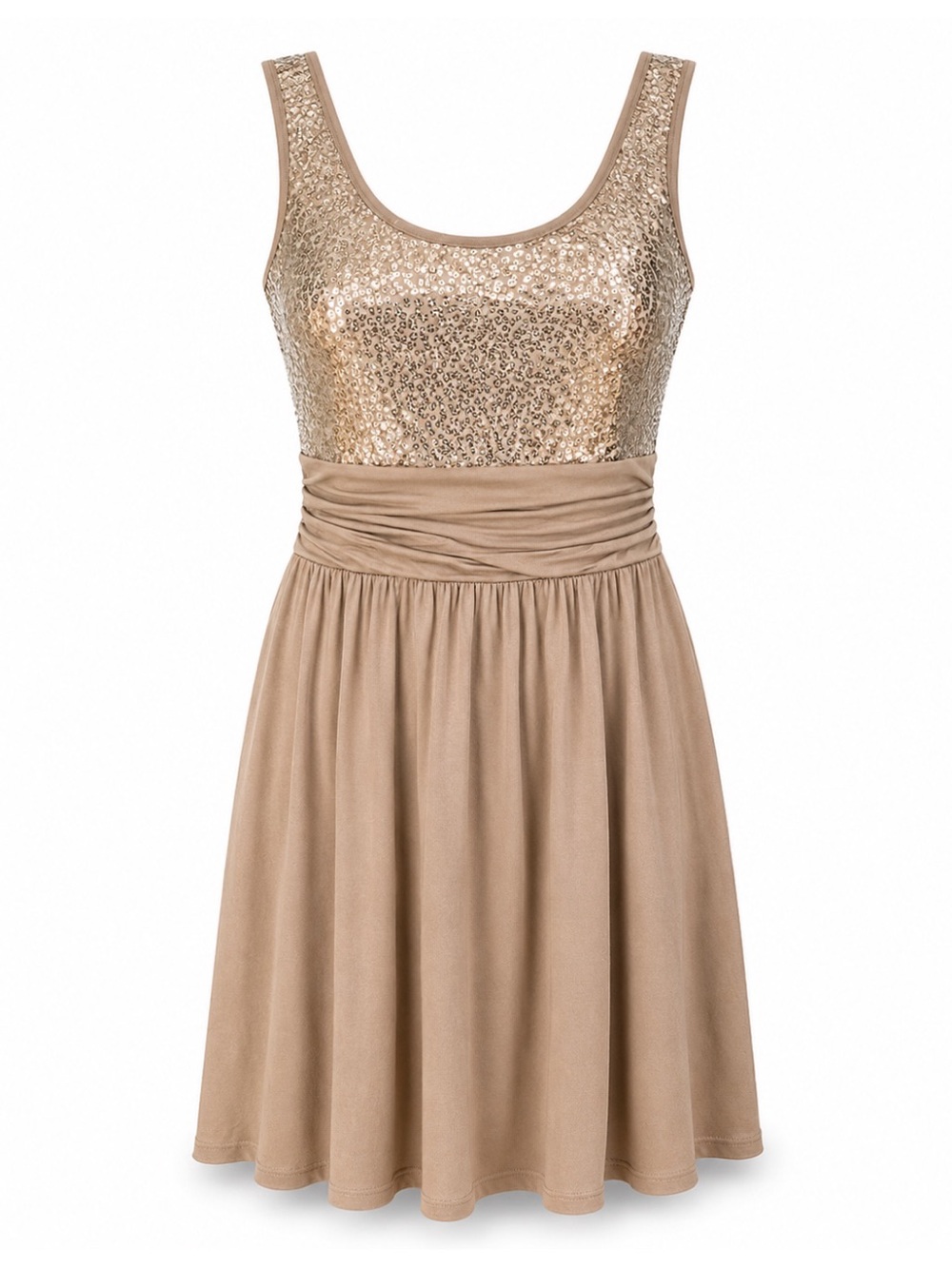 NWT Express Tan Sequin Sleeveless Formal Mini Dress Womens Size 0